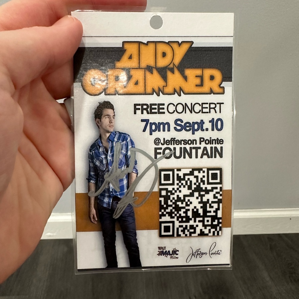 Andy Grammer autograph signature laminated card - like new condition
